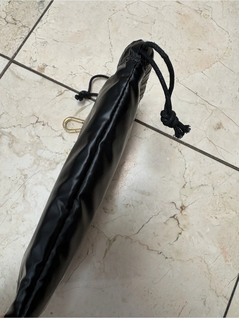 Fendi Black Drawstring Pouch with Pink Logo and Gold Hook